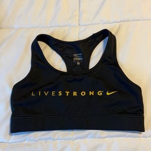 Lightly Worn Black and Yellow Nike Pro Live Strong Sports Bra